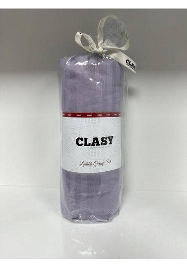 Clasy Ranforce Lastikli Çarşaf Seti Tek Kişilik Çizgili Düz Mor Çok Renkli