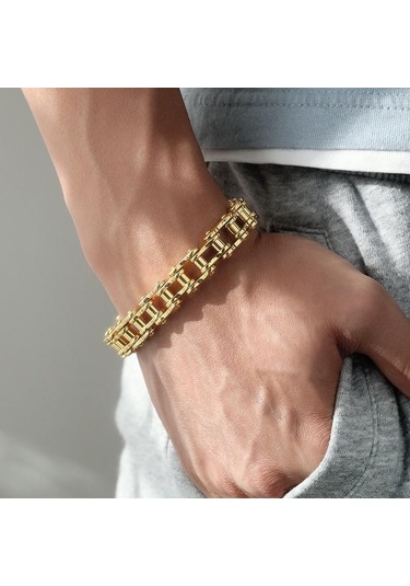 Altın Opk Moda Erkek Bileklik Paslanmaz Çelik Bileklik 20cm