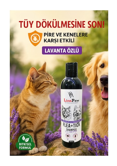 Lion Paw Kedi Köpek Tüy Dökümü Önleyici Bit Pire Parazit Kene Şampuanı 250 ML