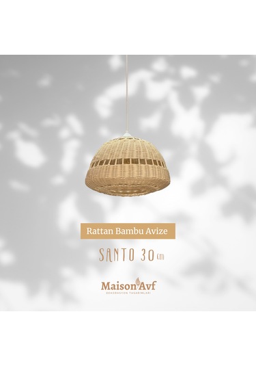 Santo Rattan Bambu Sarkıt Avize 30 Cm Bambu
