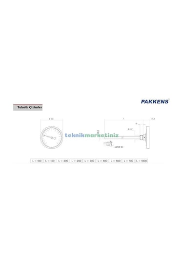 100 MM 500 C Derece 40 Cm Dalma Boylu Bahçe.köy.pide Fırın Termometresi