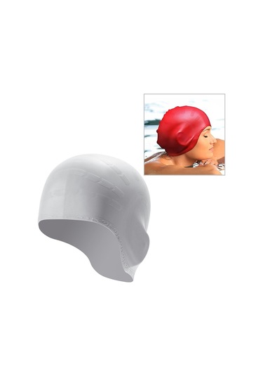 Uzun Saçlı Yetişkinler İçin Silikon Kulak Koruma Suya Dayanıklı Yüzme Bonesi Gümüş