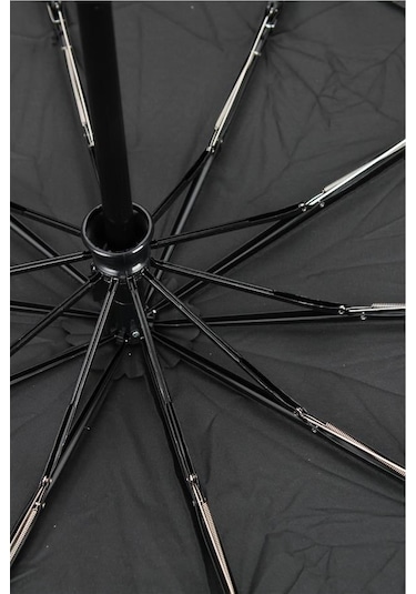 Marlux Ekstra Güçlendirilmiş Tam Otomatik Rüzgar Şemsiyesi 10 Fiber Tel Siyah Mpr2011m Siyah