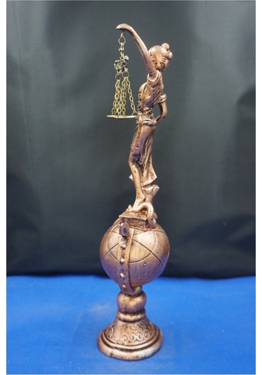 Themis Adalet Terazisi Heykeli 35 Cm Dekoratif Ev & Ofis Biblosu Bakır