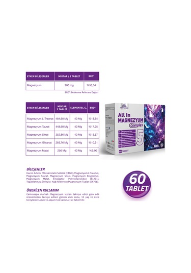 Camrusepa All In Magnezyum Complex 5 60 Tablet