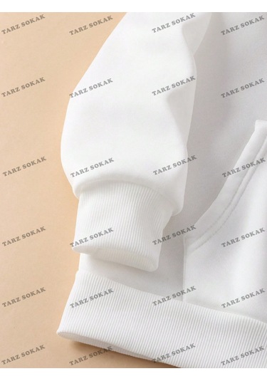 Y2k Trend Sezon Unisex Retro Sweatshırt Kapşonlu Kod 1911 Trz2326 Beyaz