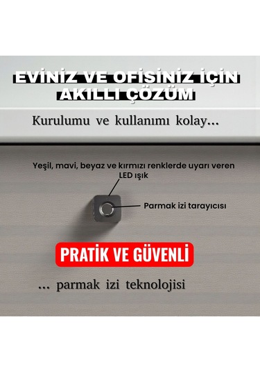 Upway Parmak İzi İle Açılan Akıllı Mobilya Çekmece & Dolap Kilidi Siyah