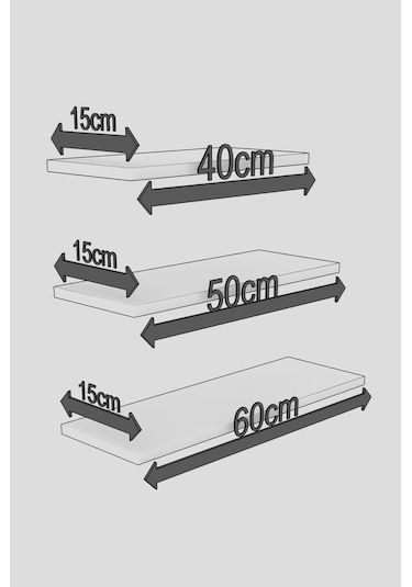 Dekorfim DF05102BR 3'lü Dekoratif Raf Duvar Rafı