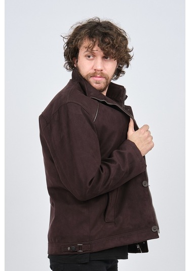 By Serco Erkek Deri Biyeli Klasik Kaban 0620680 Koyu Kahve-Kahve Melanj Kahverengi Melanj