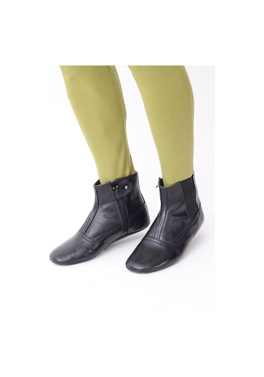 Hakiki Sert Dana Derisi Tek Lastikli Mest- Gerede Modeli Siyah