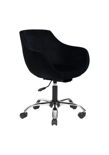 Markaelz Krom Metal Ayaklı Ofis Çalışma Sandalyesi Monoko Siyah