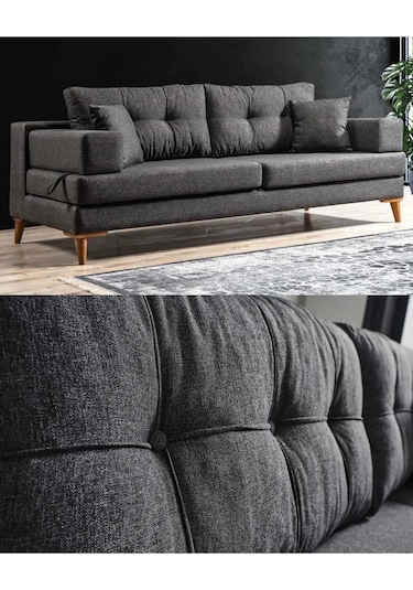 Zeri Yataklı Puzzle Modüler Köşe Koltuk Takımı & Puflu Köşe Takımı - Bordo-173 Bordo