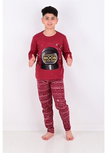 Vitmo Erkek Çocuk Pijama Takımı Moon Uzun Kollu Pamuklu 1008