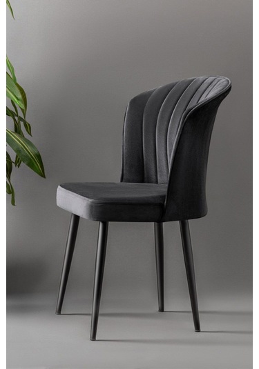 Rubi Sandalye - Babyface Siyah - Siyah Metal Ayak 2 Adet - Salon Sandalyesi / Mutfak Sandalyesi Siyah