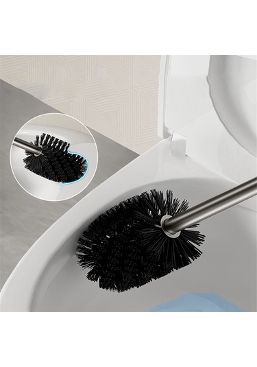 Tuvalet Fırçası Tutucu Duvara Monte Banyo Temizleme Fırçası Siyah Siyah