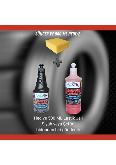 Velvox Lastik Parlatma Jeli 5 Lt Yoğun Kıvam + 500 Ml Ve Sünger