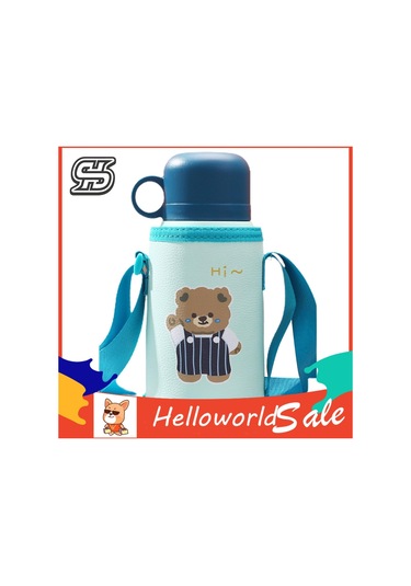 Helloworld İçecek Şişesi Taşıması Kolay Karikatür Çocuk Termal Su Şişesi