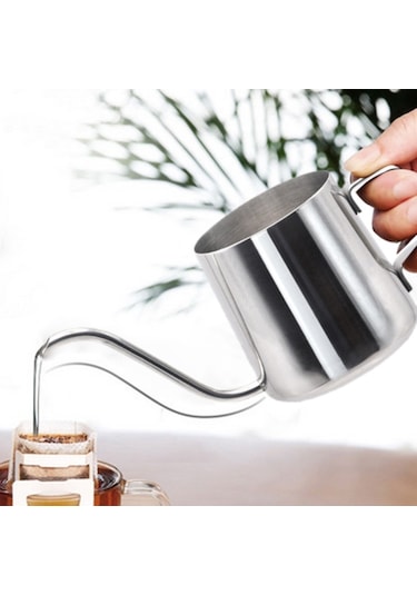 250ml Uzun Dar Borulu 304 Paslanmaz Çelik El Damla Cezve