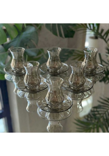 Çnr Home Collection 18 Parça Füme Cam Bardak Seti Gümüş