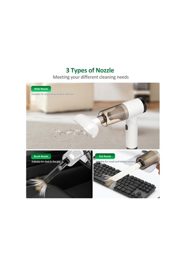 Mufunye Güçlü 6000pa Emişli Katlanabilir Araç İçi El Tipi Vakum Makinesi - Siyah Siyah