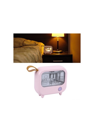 Shineyee Usb Şarjlı Masaüstü Mini Isı Işık Tablo Gece Lambası Batarya Dahil - Pembe Renk, 2 Işık Modu, Led Tek Düğme Kontrol Pembe