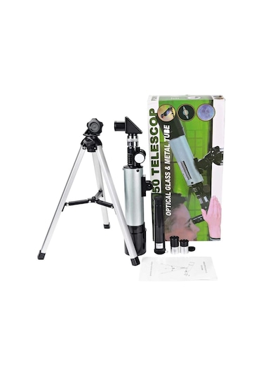 50x360 Mini Teleskop Kara Uzay Teleskobu Aliminyum Gövde Tripodlu