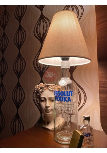 Absolut Şişe Abajur Tasarım Beyaz