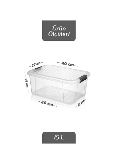 2'li Mega 15l Un Bakliyat Erzak Kabı - Kilitli Kapaklı Banyo Düzenleyici Deterjanlık Saklama Kutusu Şeffaf