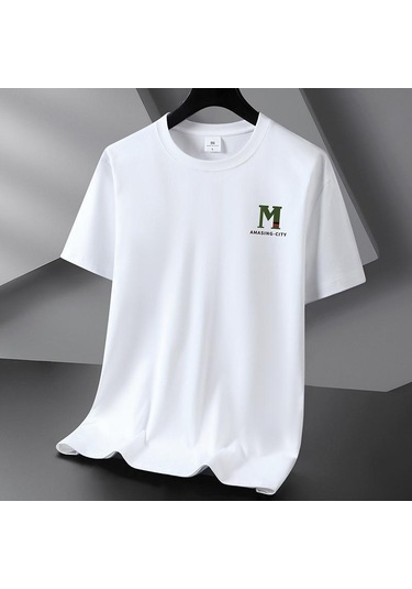 Beyaz M 10 Renk Saf Pamuk Erkek Tişört Yuvarlak Yaka Kısa Kollu Bol Erkek Tişört S-6xl Beyaz