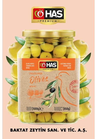 Has Premium Kırma Yeşil Zeytin 1600 G