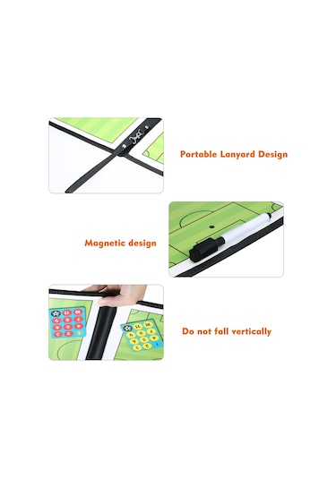 Xindoker Futbol Strateji Tahtası Siyah Deri 31.5x23.5cm Takım Taktik Planlama Aracı