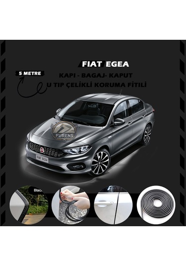Fiat Egea Oto Araç Kapı Koruma Fitili 5 Metre Parlak Siyah Renk