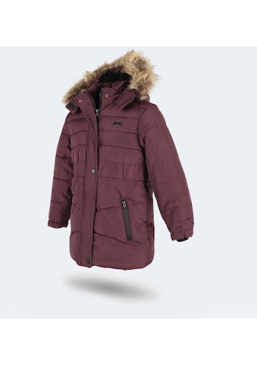 Slazenger CANDY NEW Çocuk Kapüşonlu Mor Mont & Kaban