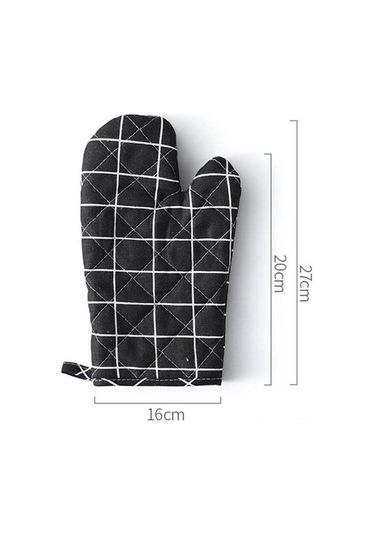 Geeroyoo Yüksek Isıya Dayanıklı Kaymaz Fırın Eldiveni - Tek Parça, 200 C'ye Kadar Koruma, Pamuklu Ve Polyester Astarlı, Asma Halkalı Siyah