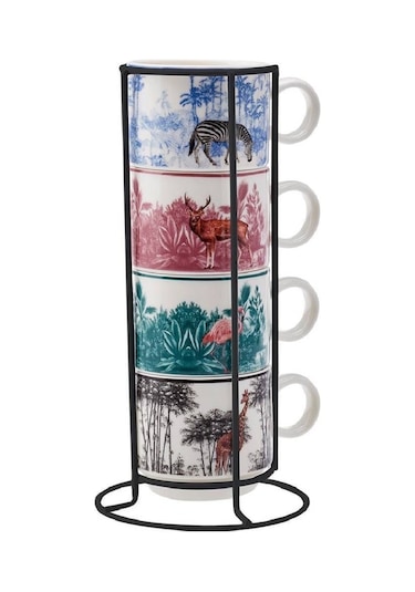 Karaca Jungle 5 Parça Standlı Çay Fincanı Seti 160 Ml