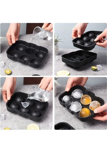 Tahtakale Toptancı Silikon Buz Kalıbı Yuvarlak Küre Buz Kalıbı 6 Lı Çok Renkli