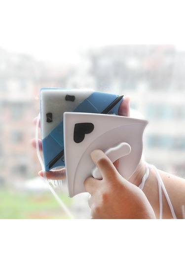 Sones Çift Taraflı Cam Pencere Temizleyici Üçgen Çok İşlevli Manyetik Cam Temizleyici Beyaz