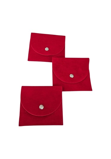 Kadife Süet Zarf Kese Kırmızı 25 Adet 8x10 Boy Takı, Altın Kesesi Çıtçıtlı