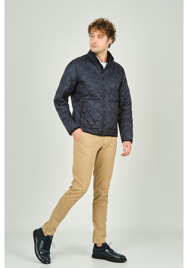 Allegro Erkek Dik Yaka Fermuarlı Cep Detaylı Kapitone Mont 4355 Lacivert Lacivert
