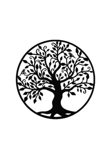 Metal Hayat Ağacı Duvar Dekorasyonu Siluet Sanatı Hediye İç Mekan Dış Mekan Bahçe Ev Dekorasyonu Siyah, 30x30cm 30 30cm