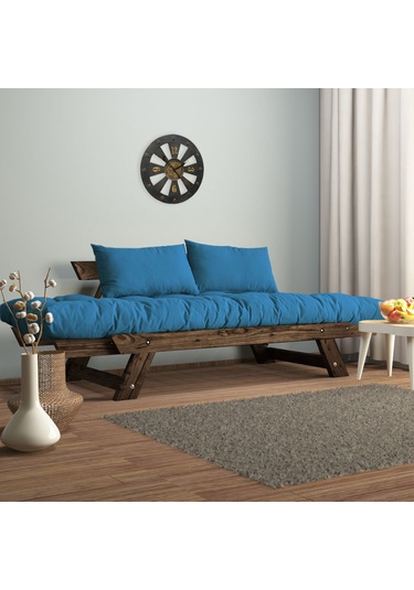 Woodesk Adalar Masif Ceviz-mavi Renk 2li Kanepe Cpt8115-210