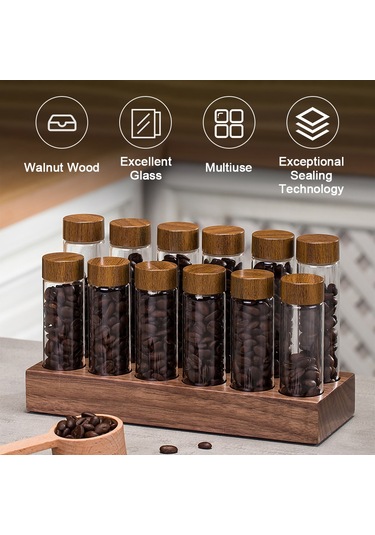 12 Adet Tek Doz Kahve Çekirdeği Depolama Tüpleri Borosilikat Kahverengi Kahverengi