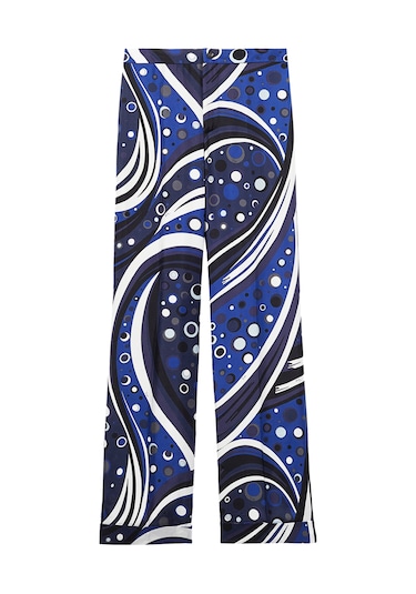 Pucci Şık Ipek Twill Pantolon Navy Multi