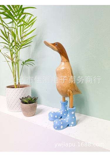 Vkemall Büyük Boy Mavi Benekli Çizme Desenli Reçine Ördek Masaüstü Dekorasyon Aksesuarı - Ev Dekoru Ve Hediye İçin Unik Dekoratif Figür