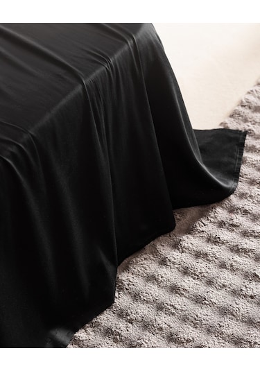 Madame Coco Ciel Tek Kişilik %100 Pamuk Saten Lastiksiz Çarşaf - Siyah 8684427181997 Siyah