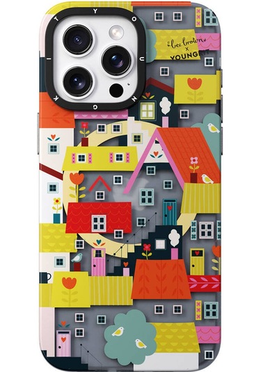 İphone 15 Pro Uyumlu Kılıf Magsafe Özellikli Bee Brown Youngkit Colorful Life Serisi Kapak Sarı