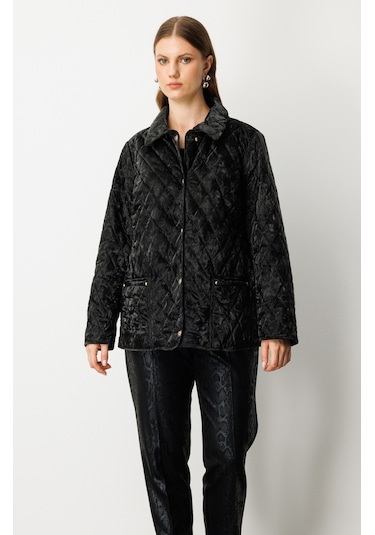 Ekol Kadın Büyük Beden Torba Cepli Kapitone Mont 6803 Siyah Siyah