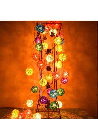 20 Led Rattan Topları Işıklar Peri Tatil Noel Dış Mekan Led Dekoratif Lamba, Stil: 4m Stil Renkli Diğer
