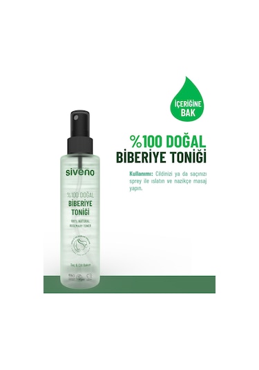 Siveno %100 Doğal Biberiye Suyu Saç Dökülmesi Karşıtı ve Hızlı Saç Uzatma Etkili Saç Toniği 150 ML