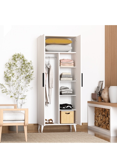 2 Kapaklı Askılı Ve Raflı Gardırop